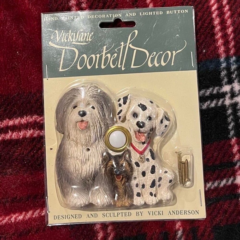 Dog Doorbell Decor - Black, White, Brown